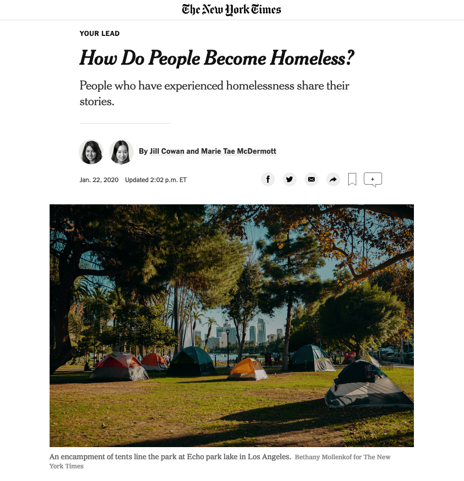 The New York Times, How Do People Become Homeless?