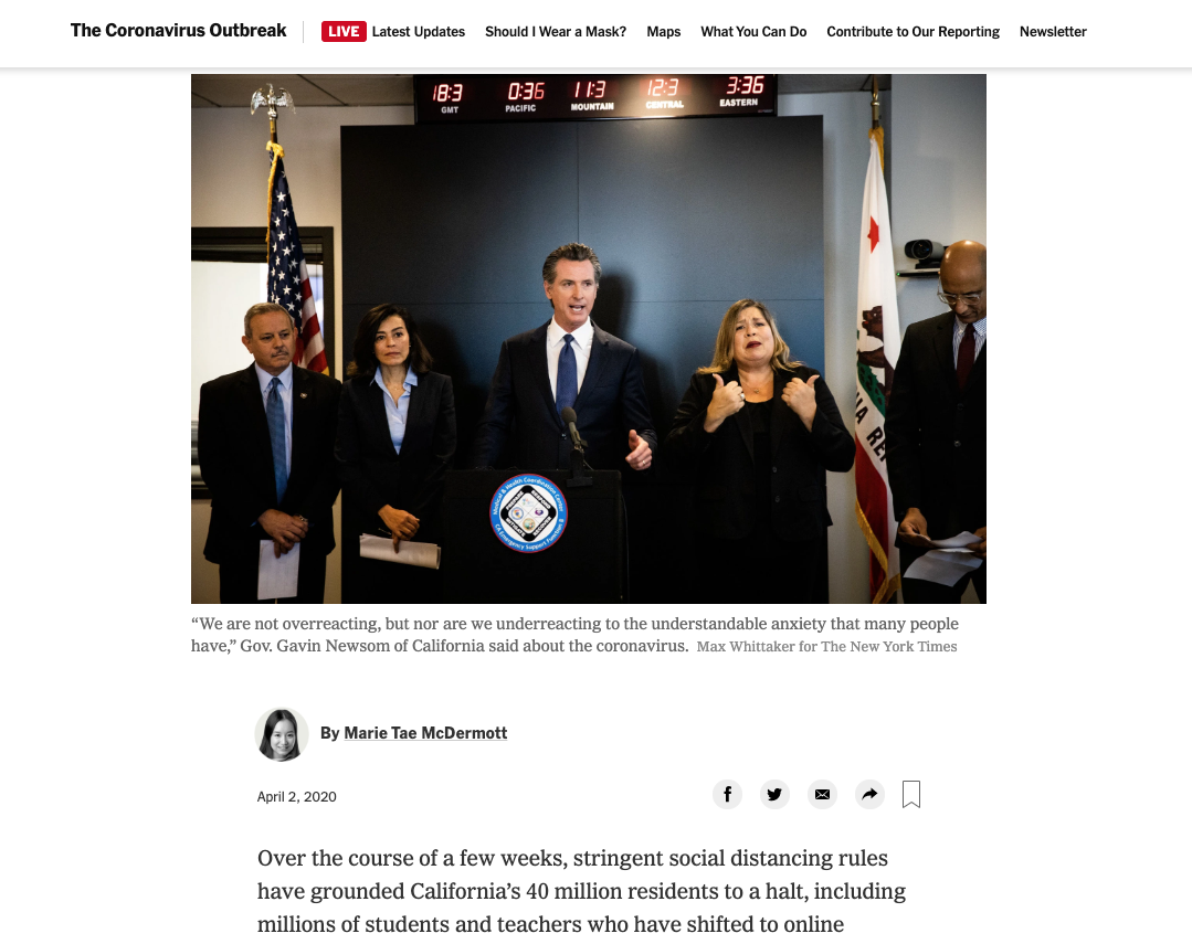 The New York Times, California Coronavirus Coverage 