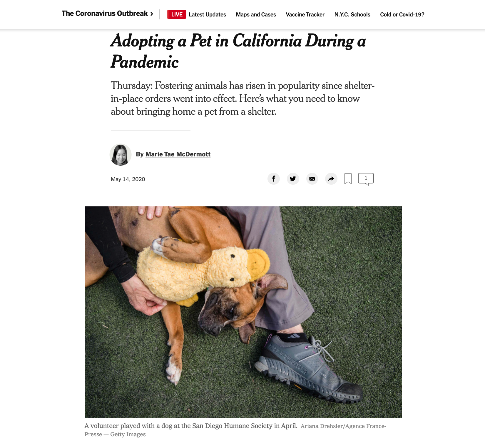 The New York Times, Adopting a Pet in California During a Pandemic