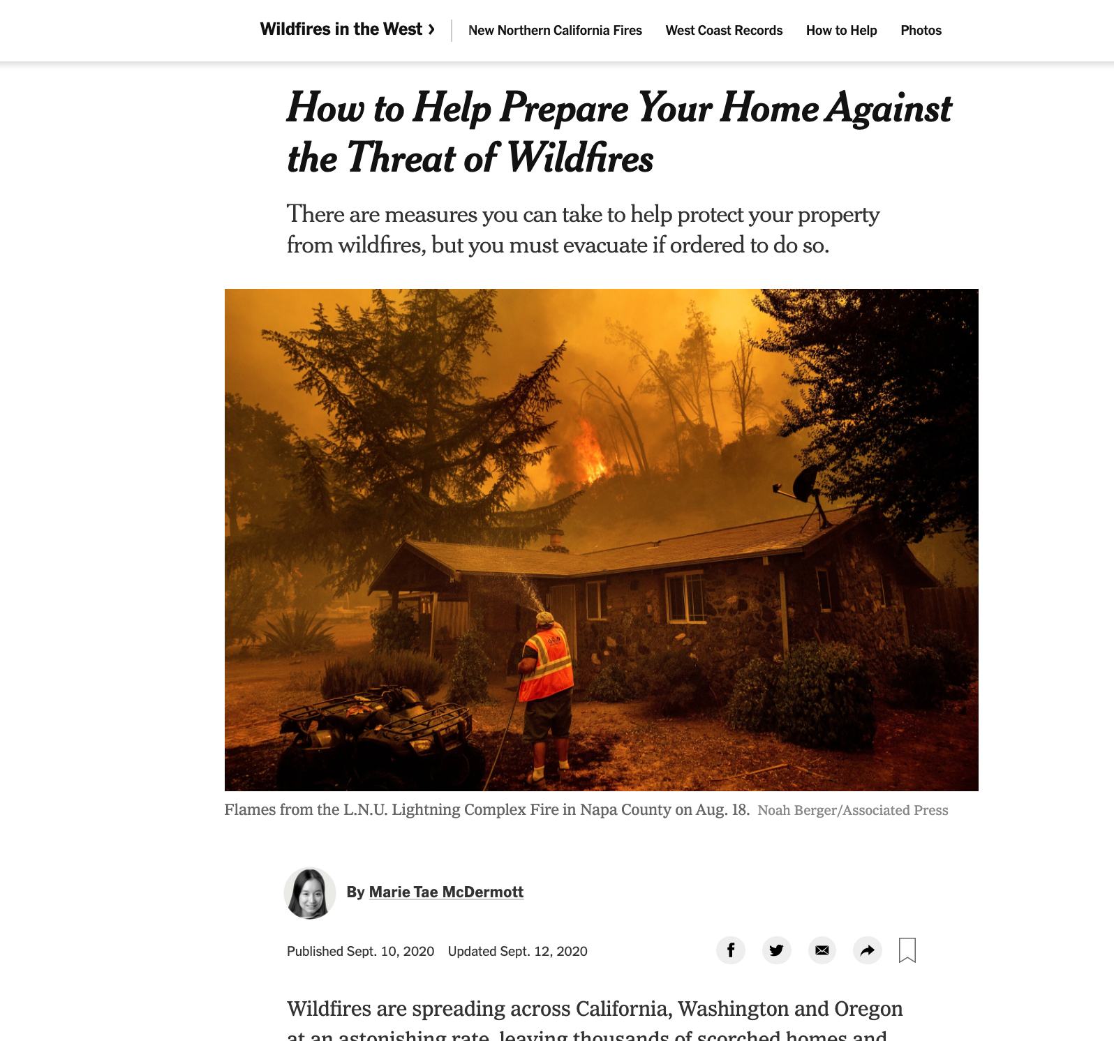 The New York Times, How to Help Prepare Your Home Against the Threat of Wildfires